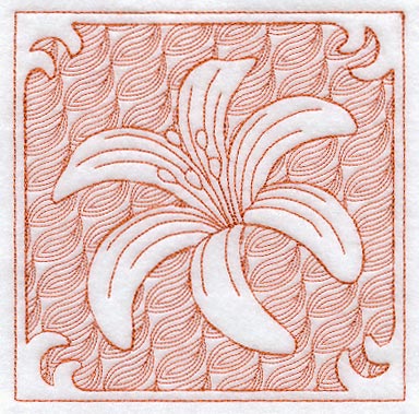 Tiger Lily Square (Trapunto)