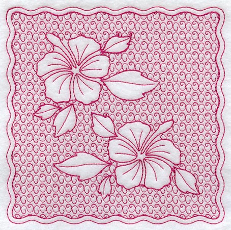 Hibiscus Square (Trapunto)