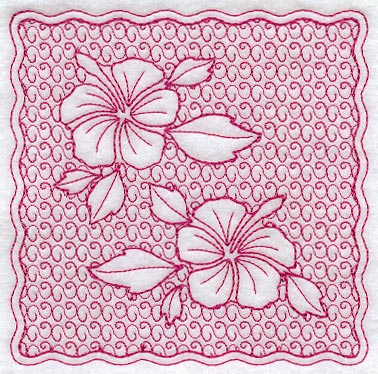 Hibiscus Square (Trapunto)