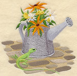 Flowering Watering Can and Lizard