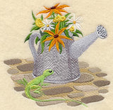 Flowering Watering Can and Lizard