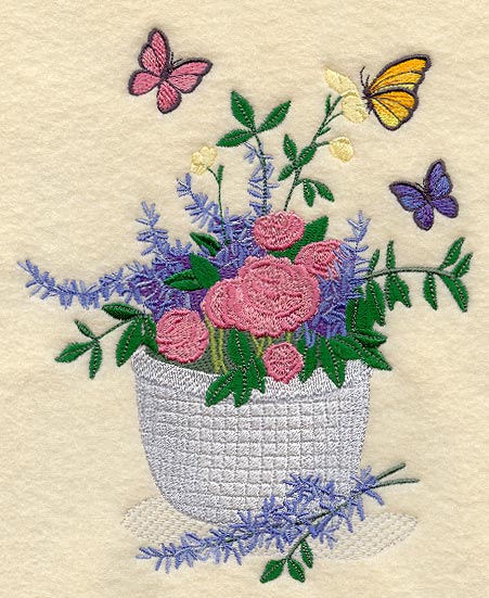 Flowering Basket and Butterflies