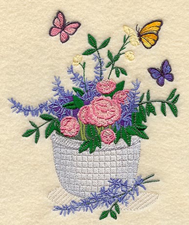 Flowering Basket and Butterflies