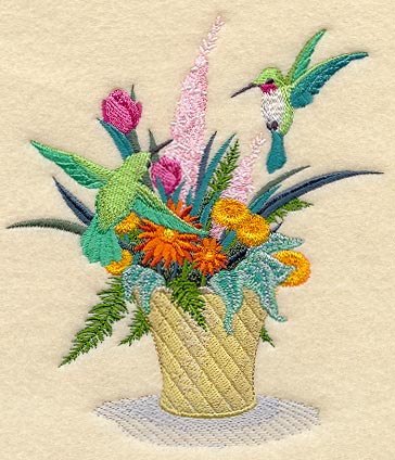 Flowering Basket and Hummingbirds