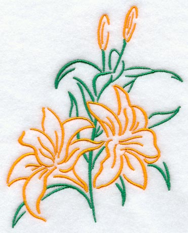 tiger lily embroidery patterns Blooming Tiger Lilies 6.14" x 4.84" / 155.96mm x 122.94mm | Machine Embroidery Design