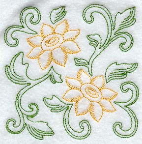 Sunflower Square (Redwork)