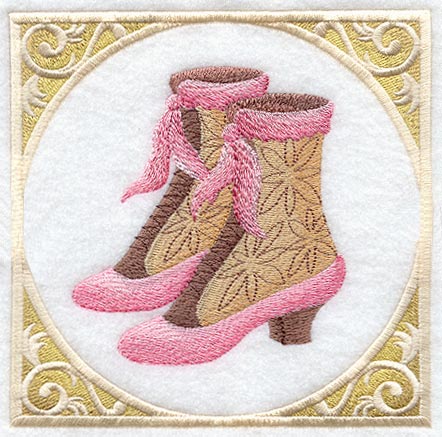 Victorian Boots and Bow with Frame