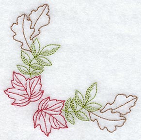 Autumn Leaves Corner (Redwork)