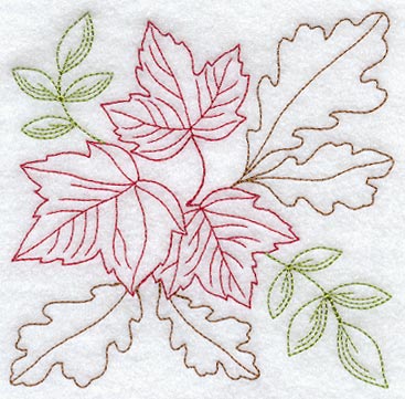 Autumn Leaves Square (Redwork)