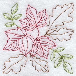 Autumn Leaves Square (Redwork)