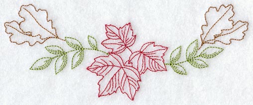 Autumn Leaves Spray (Redwork)