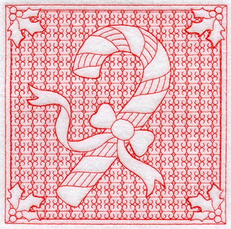 Candy Cane Square (Trapunto)