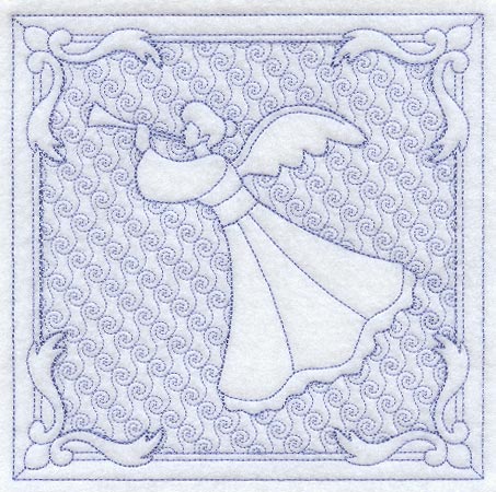 Trumpeting Angel Square (Trapunto)