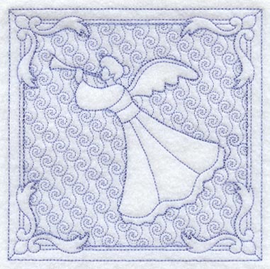 Trumpeting Angel Square (Trapunto)