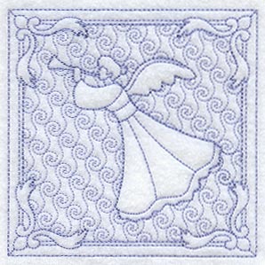 Trumpeting Angel Square (Trapunto)