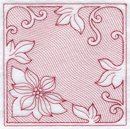 Vines and Poinsettia Square (Trapunto)