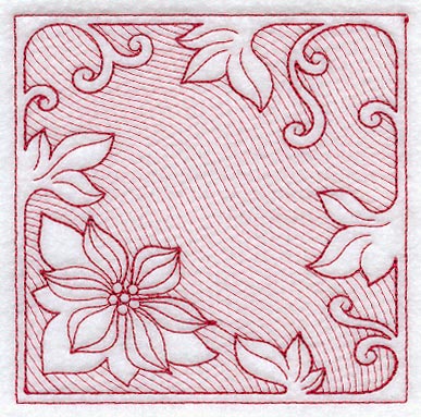 Vines and Poinsettia Square (Trapunto)