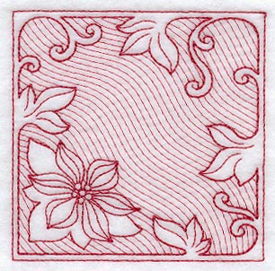 Vines and Poinsettia Square (Trapunto)
