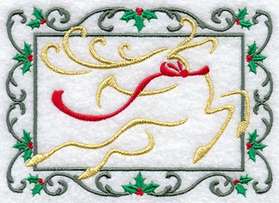 Ornate Reindeer with Holly Swirls