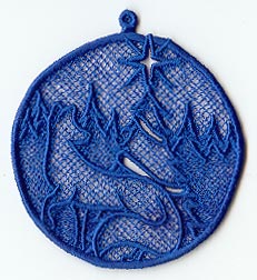 Fox and Christmas Tree Ornament (Lace)