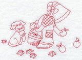 Seasons Sunbonnet Sue - Autumn (Redwork)