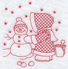 Seasons Sunbonnet Sue - Winter (Redwork)