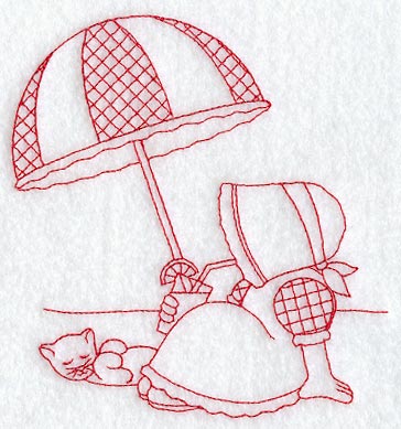 Seasons Sunbonnet Sue - Summer (Redwork)
