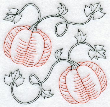 Pumpkin Square (Redwork)