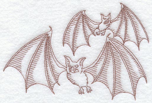 Halloween Bats (Redwork)