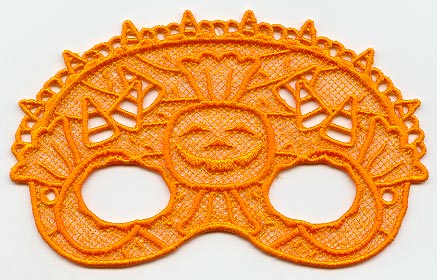 Candy Corn and Pumpkin Mask - Large (Lace)