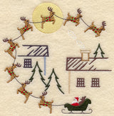 Santa and Reindeer in Moon Light