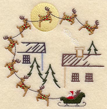 Santa and Reindeer in Moon Light