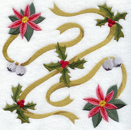 Classic Christmas Poinsettia and Holly Square