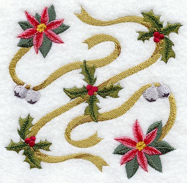 Classic Christmas Poinsettia and Holly Square