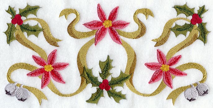 Classic Christmas Poinsettia and Holly Rectangle