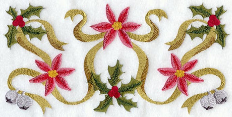 Classic Christmas Poinsettia and Holly Rectangle