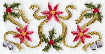 Classic Christmas Poinsettia and Holly Rectangle