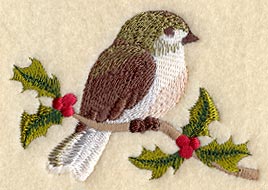 Classic Christmas Bird with Holly