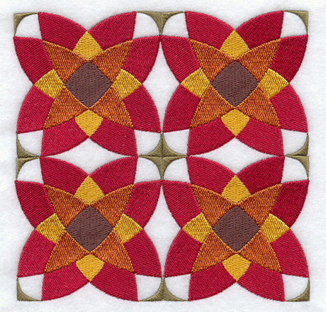 Double Poppy Quilt Block - 4 Block - Lg