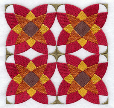 Double Poppy Quilt Block - 4 Block - Lg