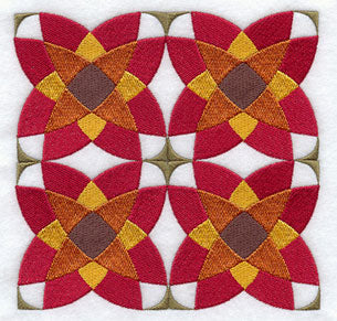 Double Poppy Quilt Block - 4 Block - Lg