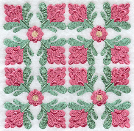 Indian Rose Quilt Block - 4 Block - Lg