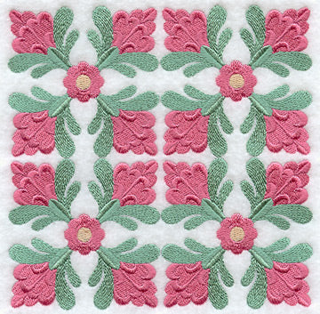 Indian Rose Quilt Block - 4 Block - Lg