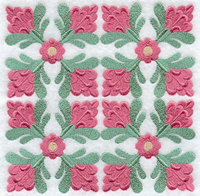 Indian Rose Quilt Block - 4 Block - Lg