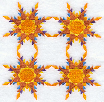 Feathered Star Quilt Block - 4 Block - Lg