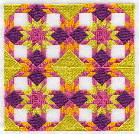 Ring Around the Star Quilt Block - 4 Block - Lg