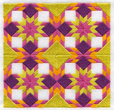 Ring Around the Star Quilt Block - 4 Block - Lg