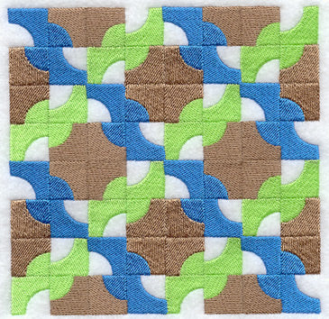 Drunkard's Path Quilt Block - 4 Block - Lg