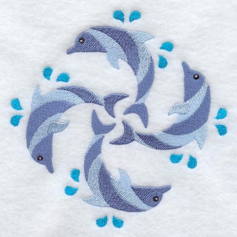 Dolphin Quilt Block - 4 Block - Lg