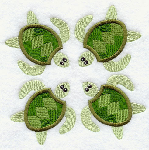 Sea Turtle Quilt Block - 4 Block - Lg